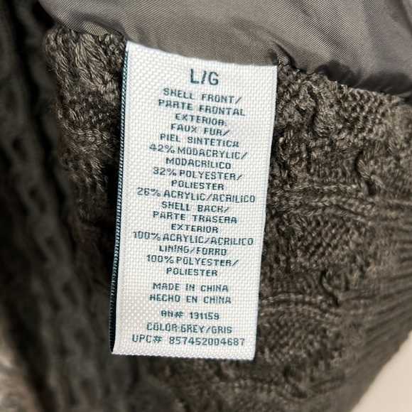 Sebby Faux Fur And Cable Knit Cardigan Vest Size L - Picture 4 of 5